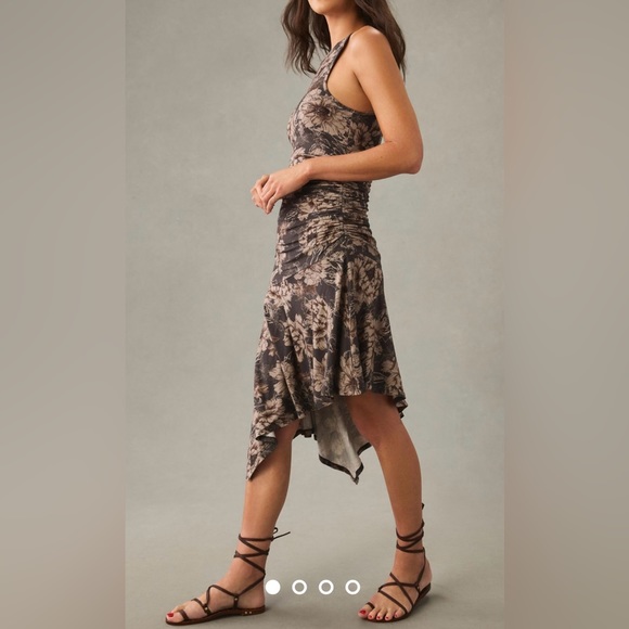 NWT Size XS- Daily Practice Anthropologie Printed Ruched Asymmetrical-Hem Dress - Picture 5 of 16